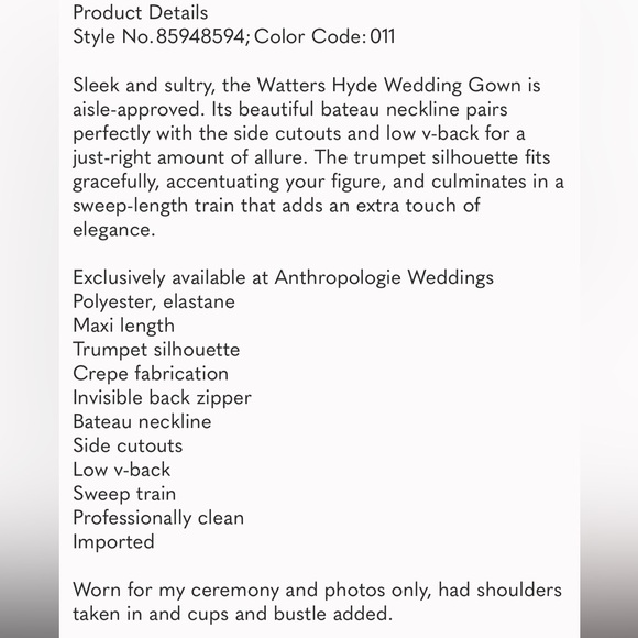 Watters Hyde Bateau-Neck Low-Back Trumpet Wedding Gown - Picture 6 of 10